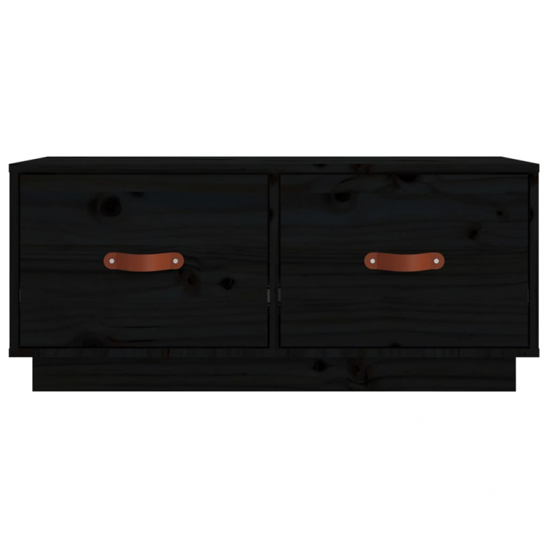 TV-Schrank Schwarz 80x34x35 cm Massivholz Kiefer