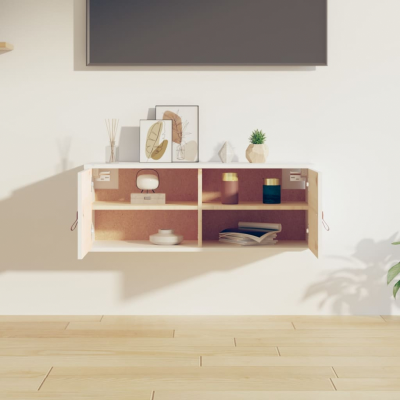 Wandschrank Weiß 80x30x30 cm Massivholz Kiefer