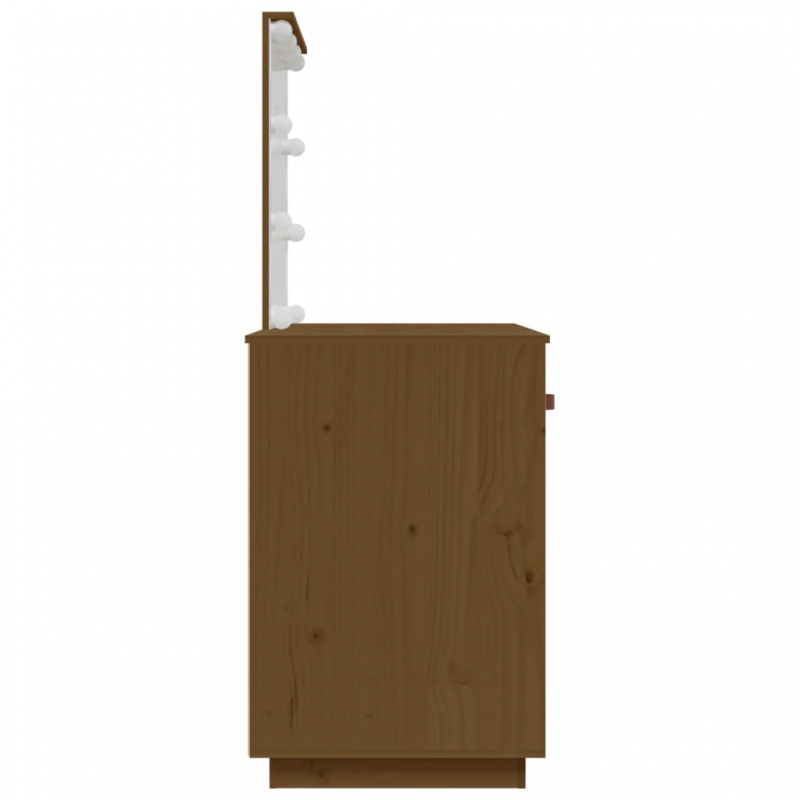 Schminktisch mit LED Honigbraun 95x50x133,5cm Massivholz Kiefer