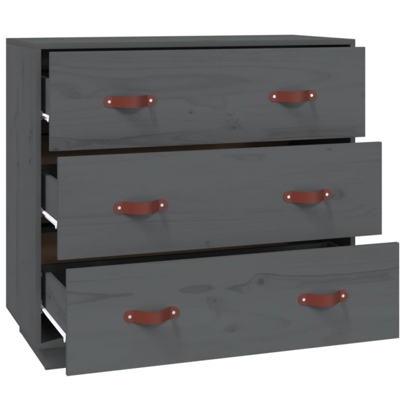 Sideboard Grau 80x40x75 cm Massivholz Kiefer