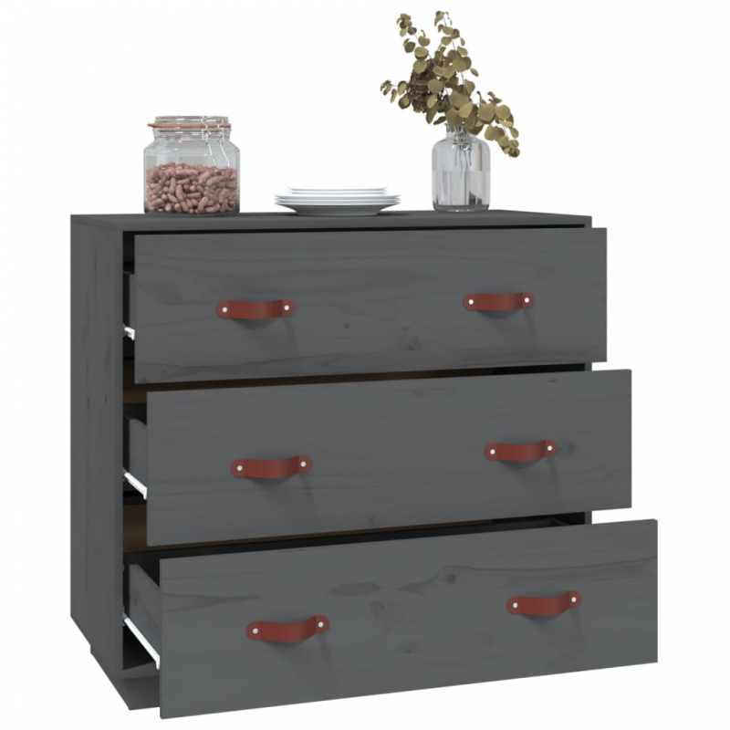 Sideboard Grau 80x40x75 cm Massivholz Kiefer