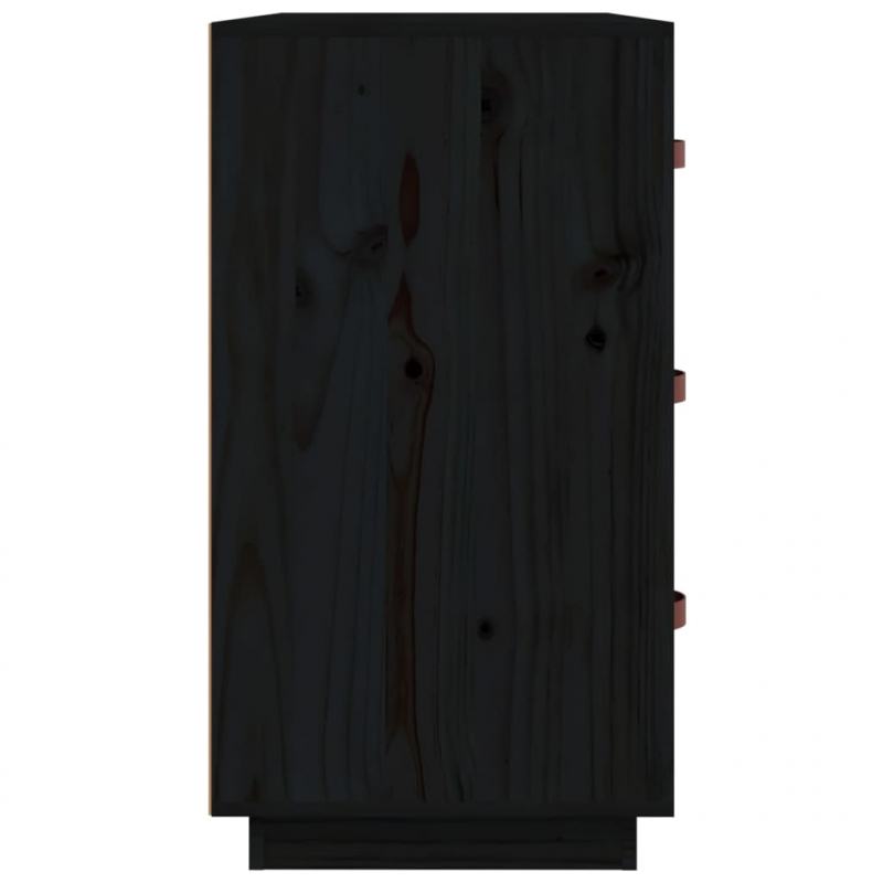 Sideboard Schwarz 80x40x75 cm Massivholz Kiefer