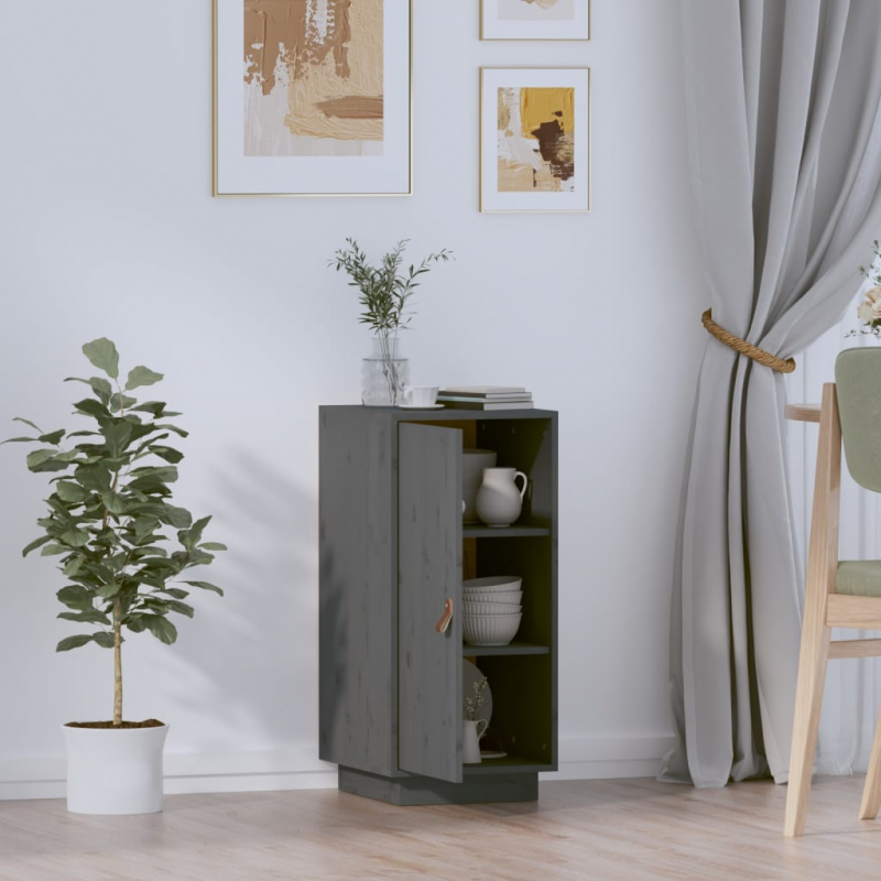 Sideboard Grau 34x40x75 cm Massivholz Kiefer