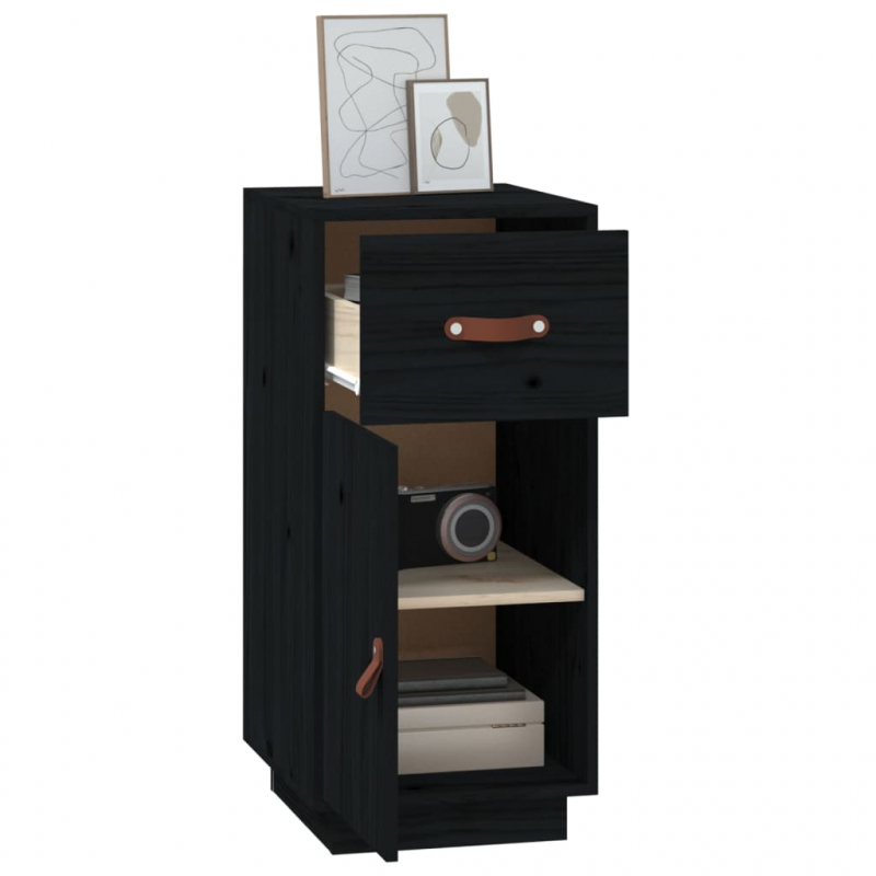 Sideboard Schwarz 34x40x75 cm Massivholz Kiefer