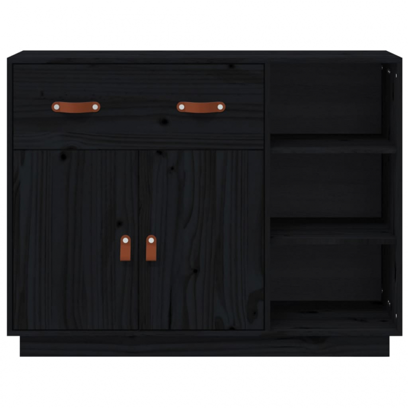 Sideboard Schwarz 98,5x40x75 cm Massivholz Kiefer