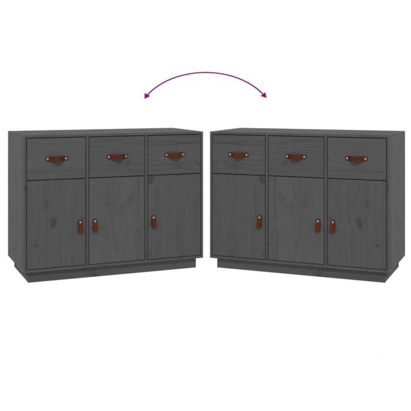 Sideboard Grau 100x40x75 cm Massivholz Kiefer