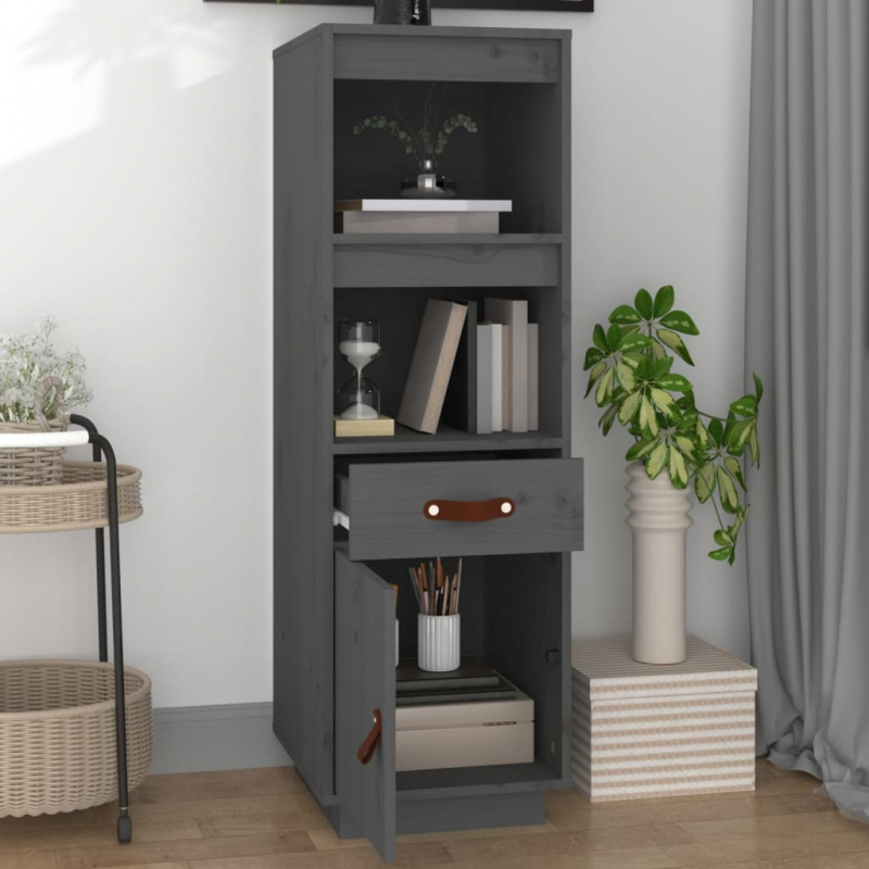 Highboard Grau 34x40x108,5 cm Massivholz Kiefer