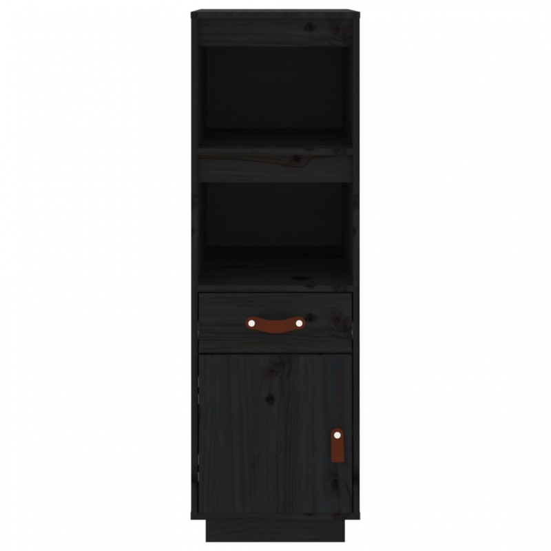 Highboard Schwarz 34x40x108,5 cm Massivholz Kiefer
