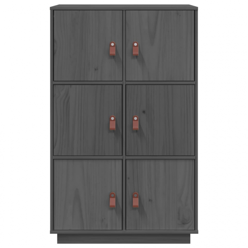 Highboard Grau 67x40x108,5 cm Massivholz Kiefer
