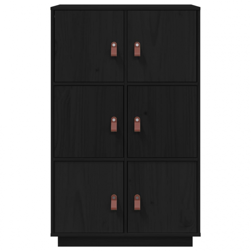 Highboard Schwarz 67x40x108,5 cm Massivholz Kiefer