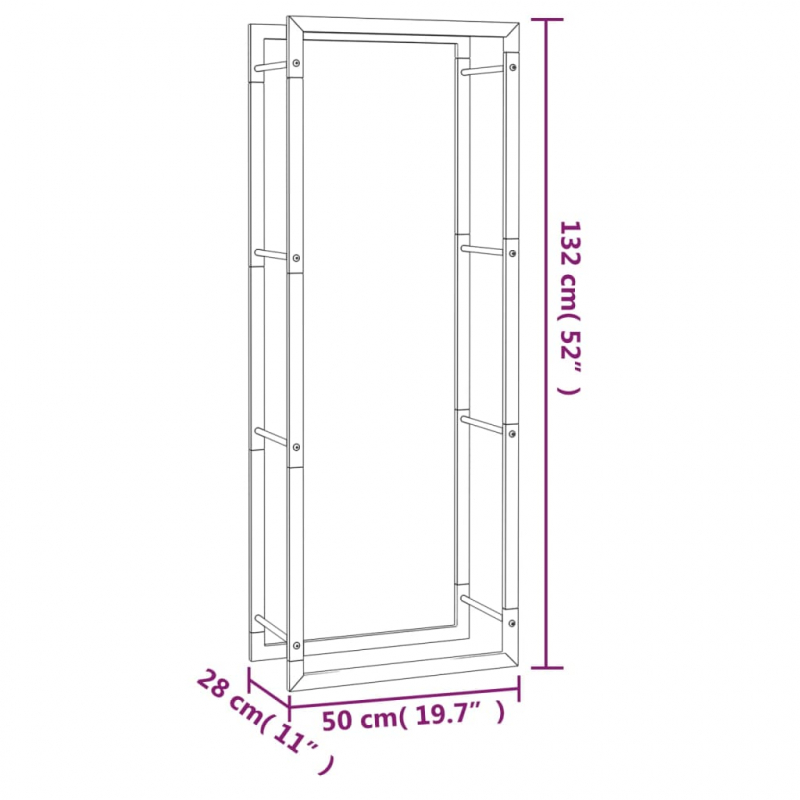 Brennholzregal Mattschwarz 50x28x132 cm Stahl