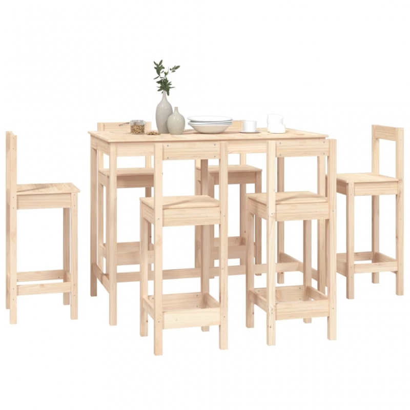 7-tlg. Bar-Set Massivholz Kiefer