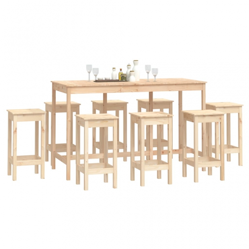 9-tlg. Bar-Set Massivholz Kiefer