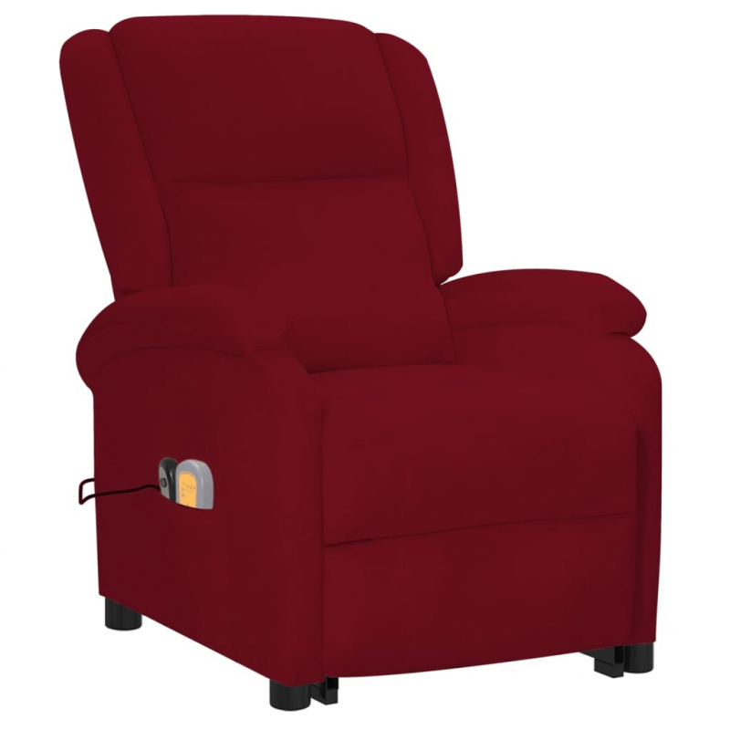 Massagesessel mit Aufstehhilfe Weinrot Samt