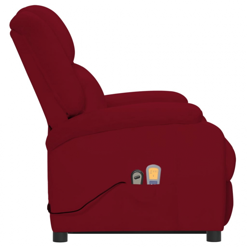 Massagesessel mit Aufstehhilfe Weinrot Samt