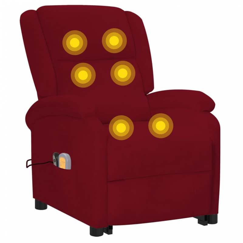 Massagesessel mit Aufstehhilfe Weinrot Samt