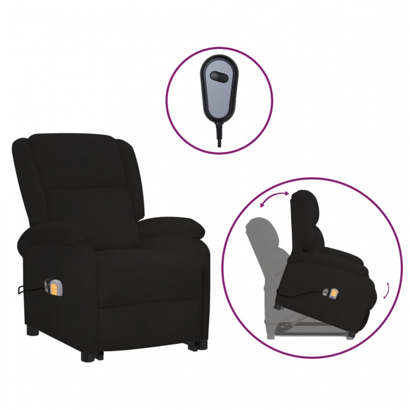 Massagesessel mit Aufstehhilfe Schwarz Samt