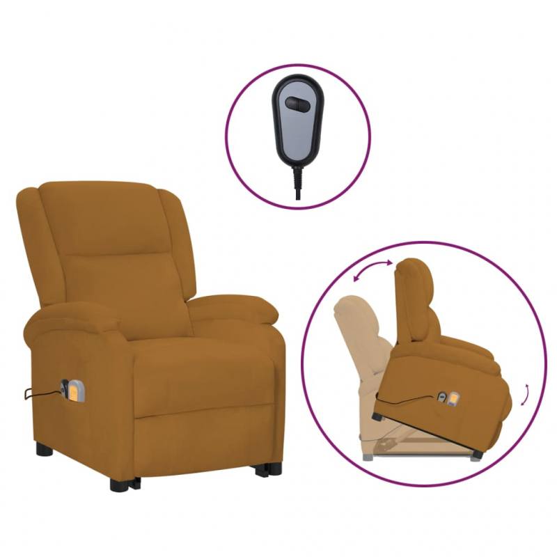 Massagesessel mit Aufstehhilfe Braun Samt