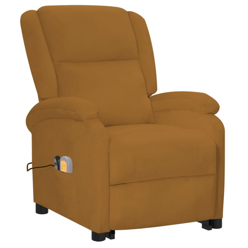 Massagesessel mit Aufstehhilfe Braun Samt