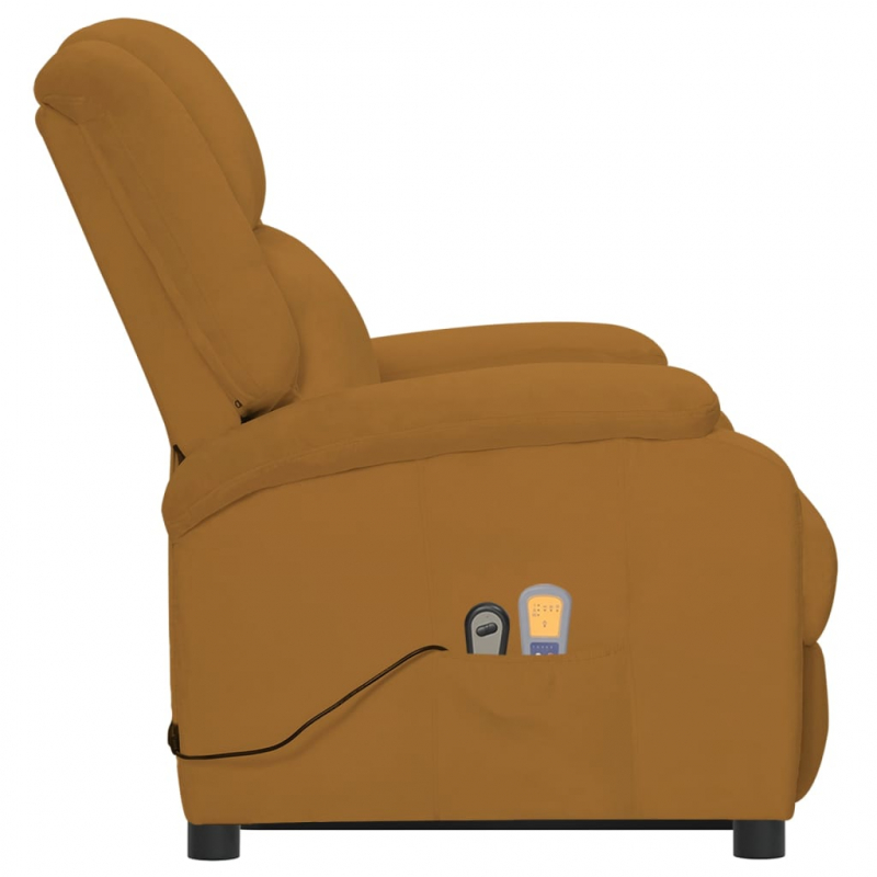 Massagesessel mit Aufstehhilfe Braun Samt