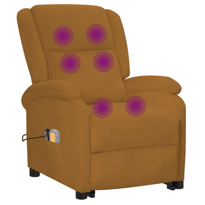 Massagesessel mit Aufstehhilfe Braun Samt