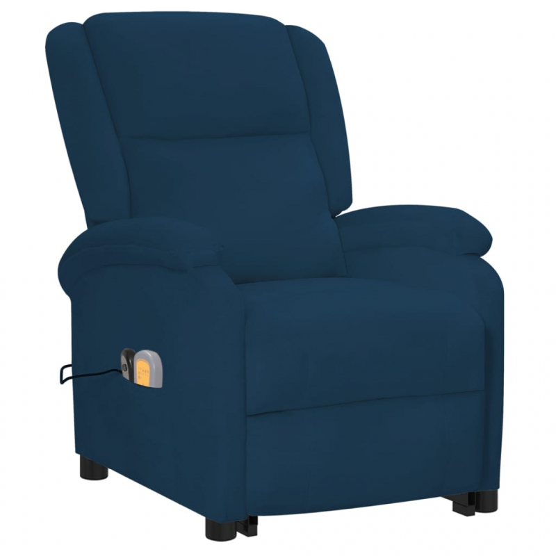 Massagesessel mit Aufstehhilfe Blau Samt