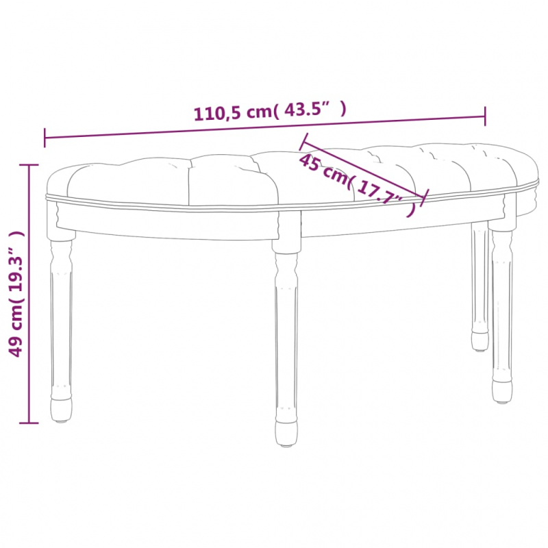 Sitzbank Dunkelgrau 110,5x45x49 cm Stoff