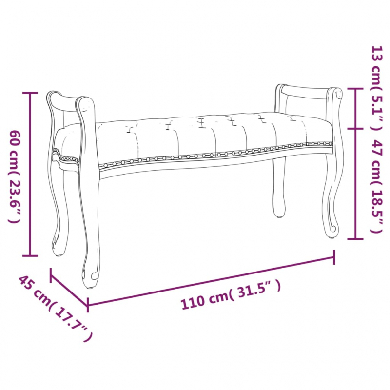 Sitzbank 110x45x60 cm Leinen