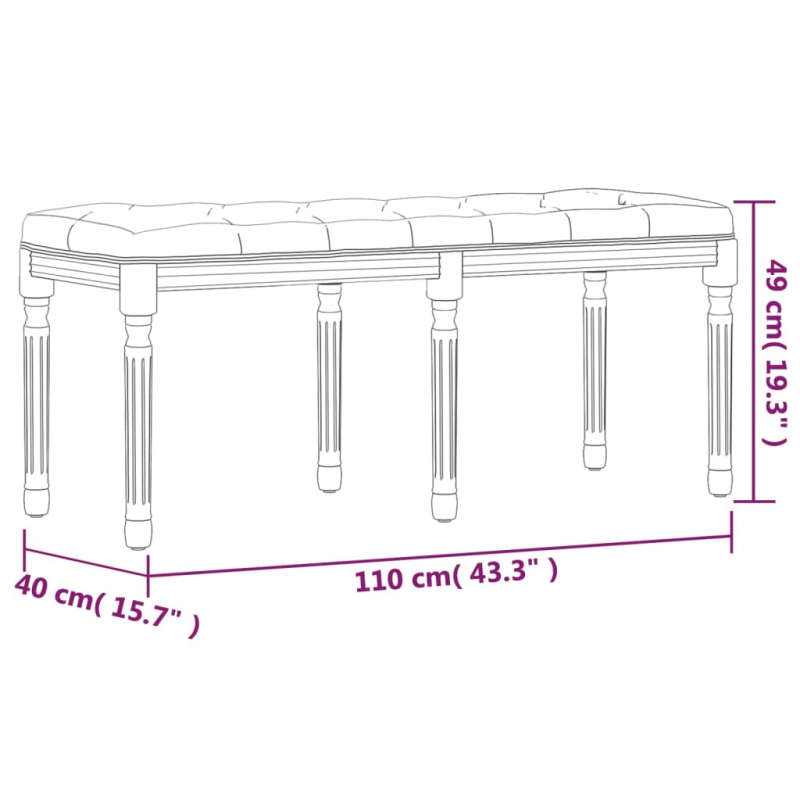 Sitzbank Blau 110x40x49 cm Samt