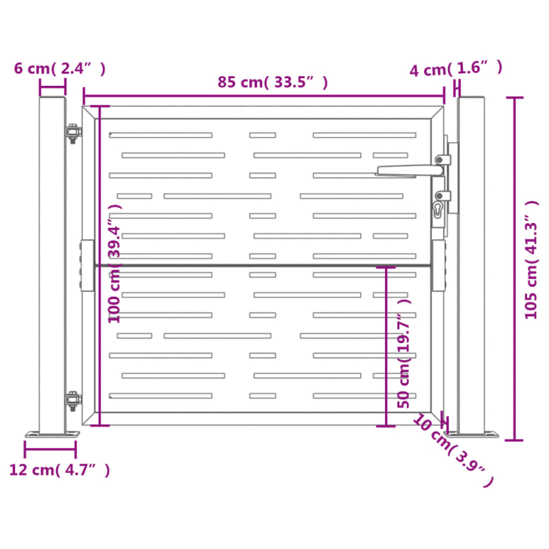 Gartentor Anthrazit 105x105 cm Stahl Quadratisches Design