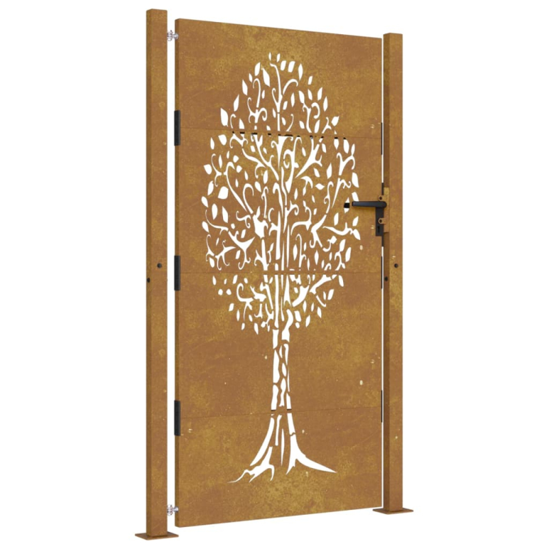 Gartentor 105x180 cm Cortenstahl Baum-Design