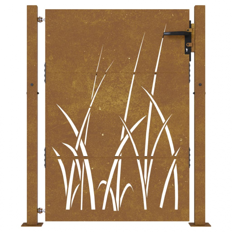 Gartentor 105x130 cm Cortenstahl Gras-Design