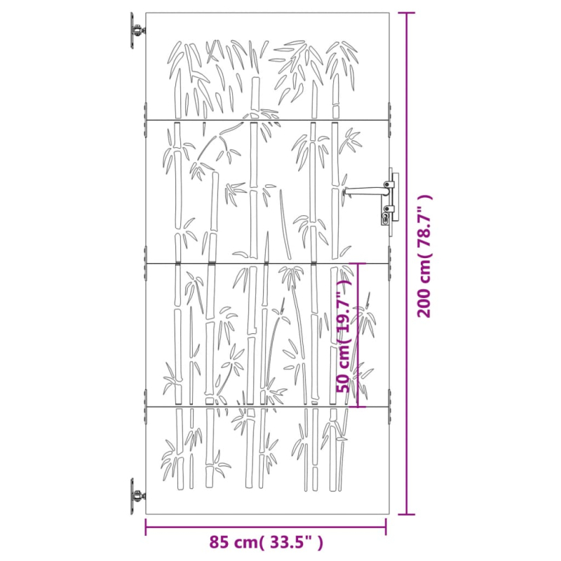 Gartentor 85x200 cm Cortenstahl Bambus-Design