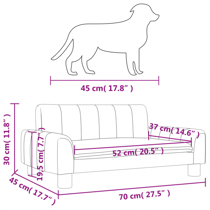 Hundebett Grau 70x45x30 cm Kunstleder