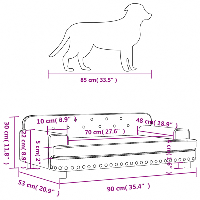 Hundebett Braun 90x53x30 cm Kunstleder