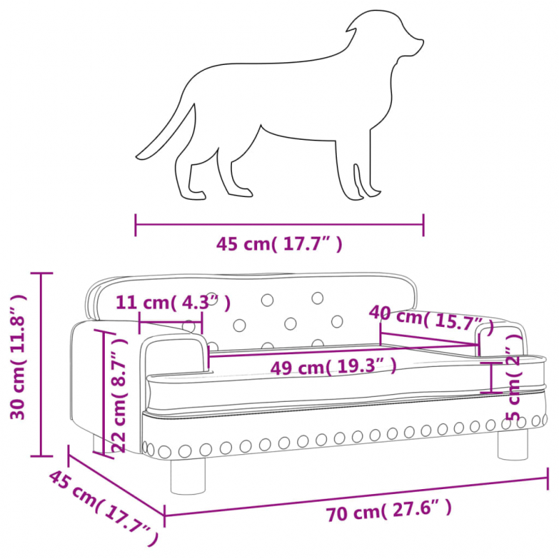 Hundebett Rosa 70x45x30 cm Samt