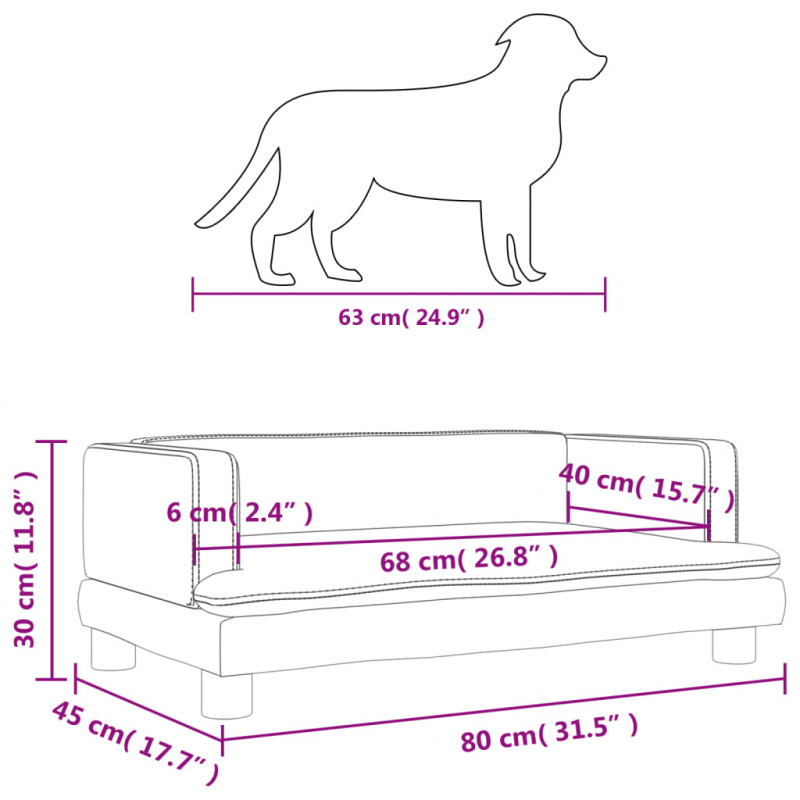 Hundebett Cappuccino-Braun 80x45x30 cm Kunstleder