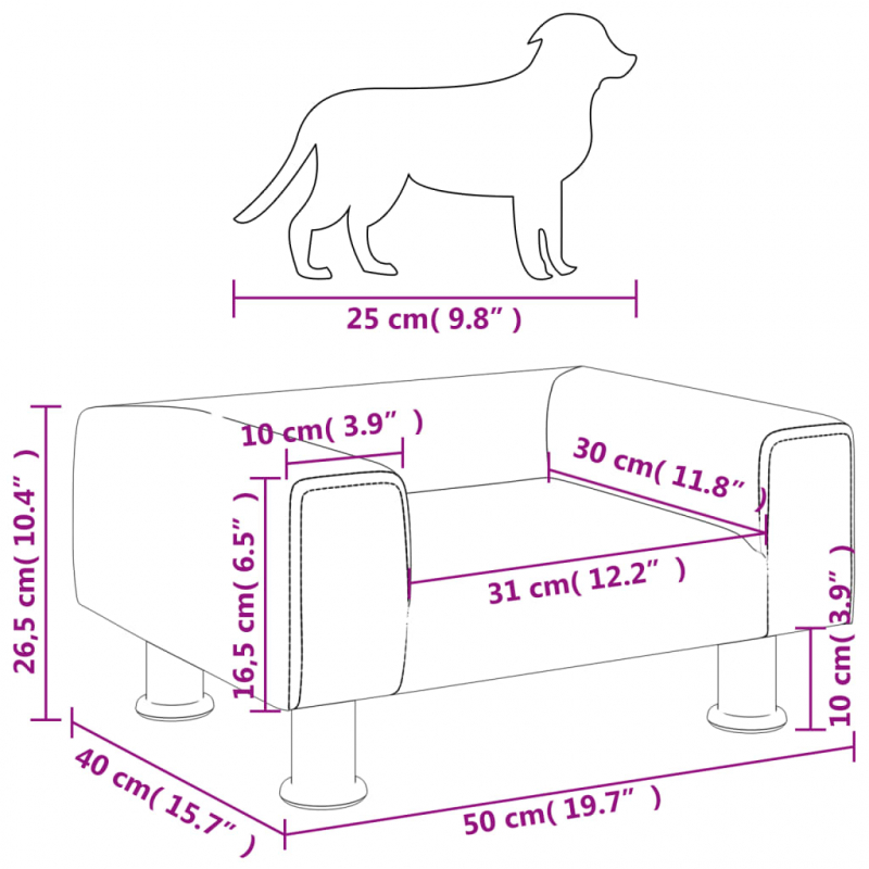 Hundebett Creme 50x40x26,5 cm Samt