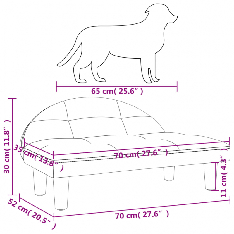 Hundebett Taupe 70x52x30 cm Stoff