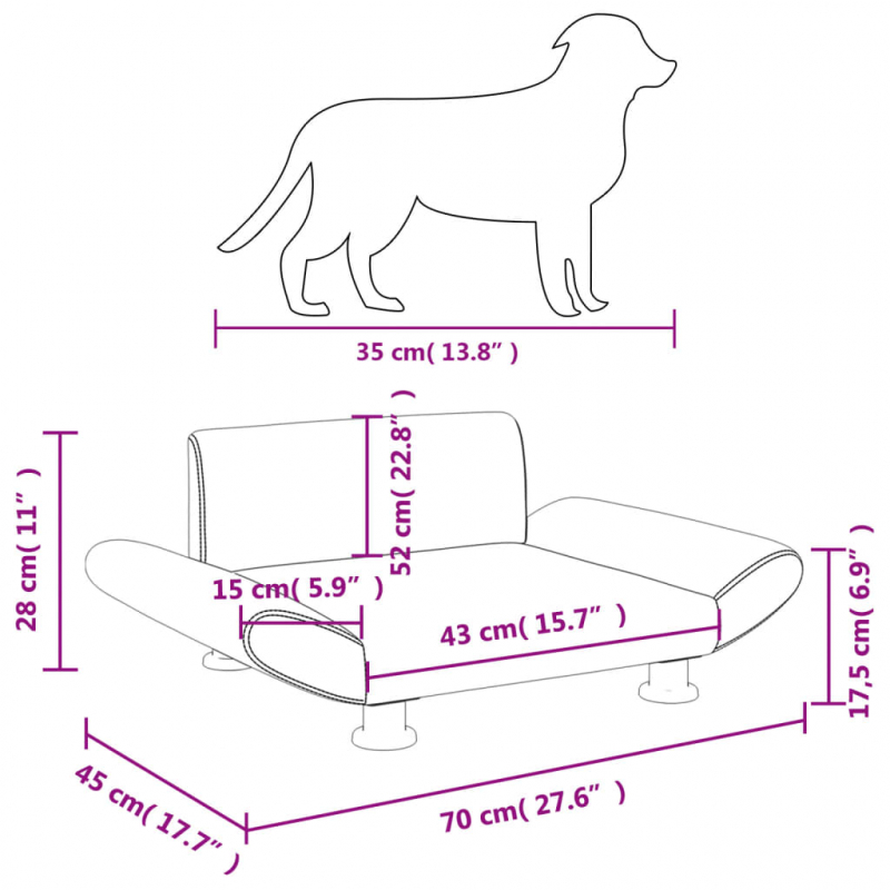 Hundebett Creme 70x45x28 cm Kunstleder