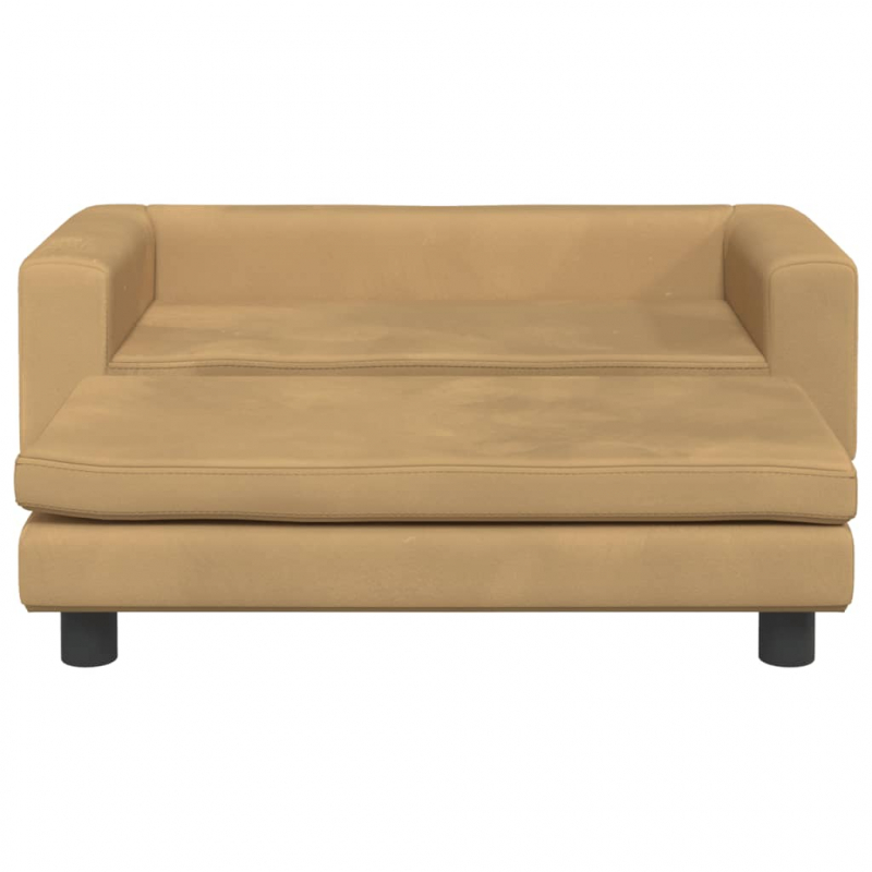 Hundebett mit Verlängerung Braun 100x50x30 cm Samt
