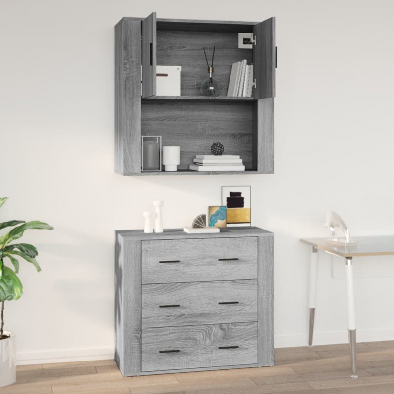 Wandschrank Grau Sonoma 80x33x80 cm Holzwerkstoff