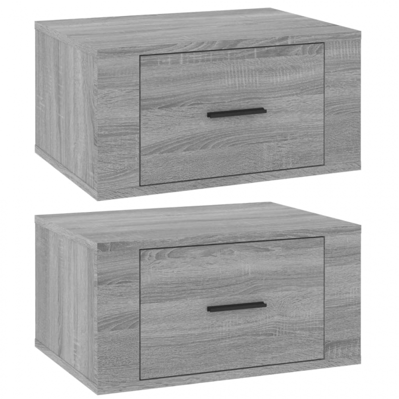 Wand-Nachttische 2 Stk. Grau Sonoma 50x36x25 cm