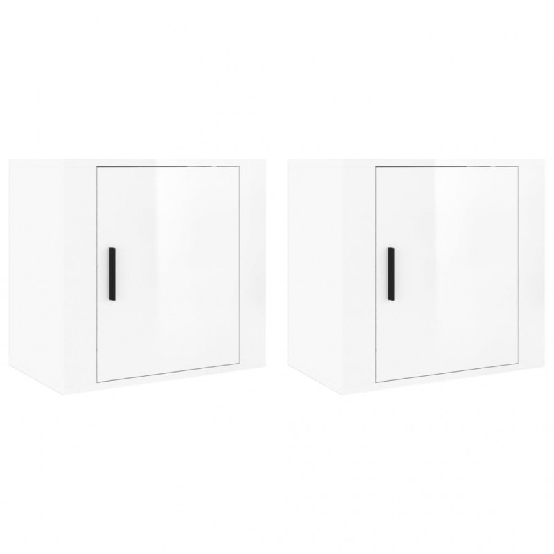 Wand-Nachttische 2 Stk. Hochglanz-Weiß 50x30x47 cm