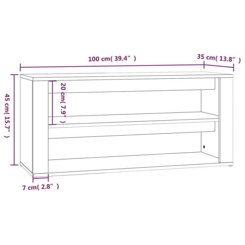 Schuhregal Hochglanz-Weiß 100x35x45 cm Holzwerkstoff