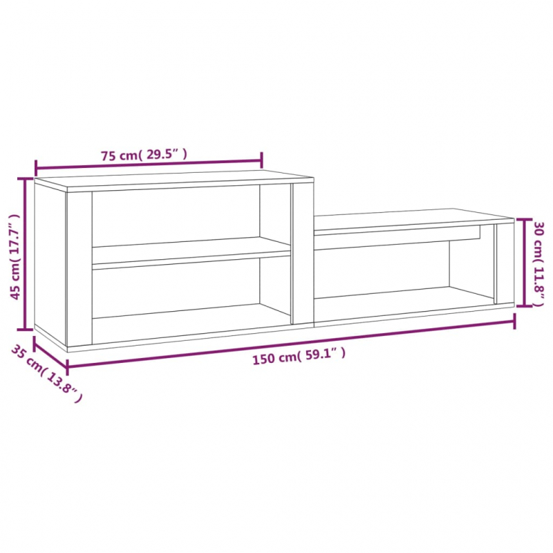 Schuhschrank Betongrau 150x35x45 cm Holzwerkstoff