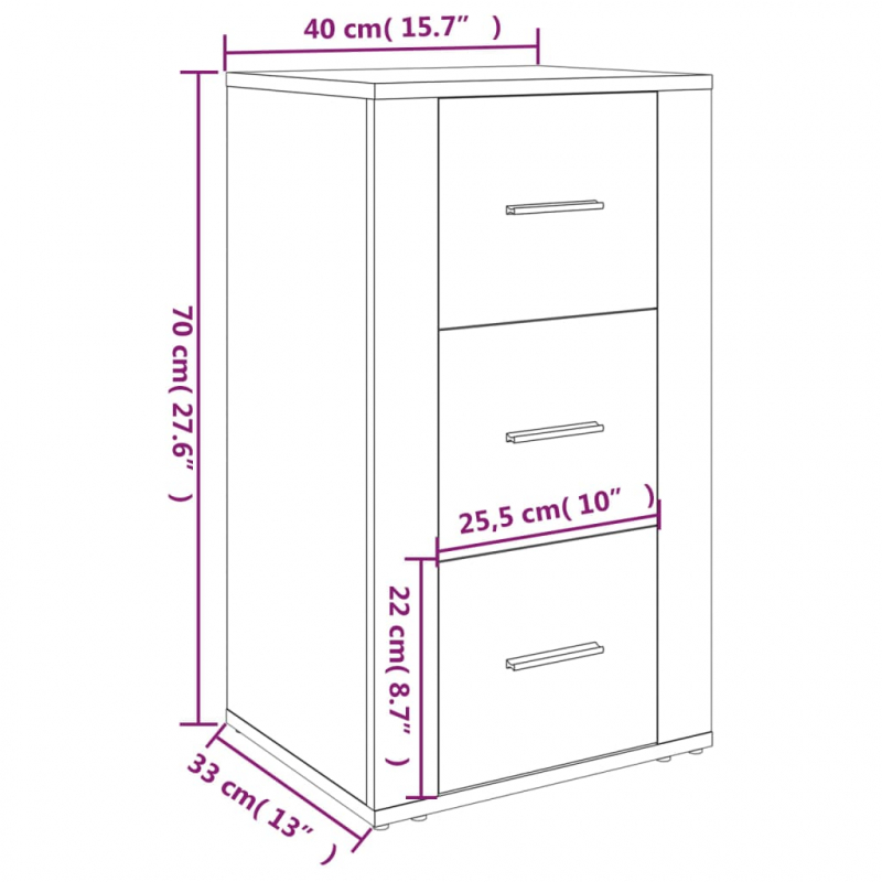 Sideboard Betongrau 40x33x70 cm Holzwerkstoff