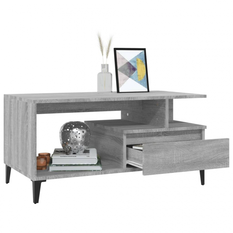 Couchtisch Grau Sonoma 90x49x45 cm Holzwerkstoff