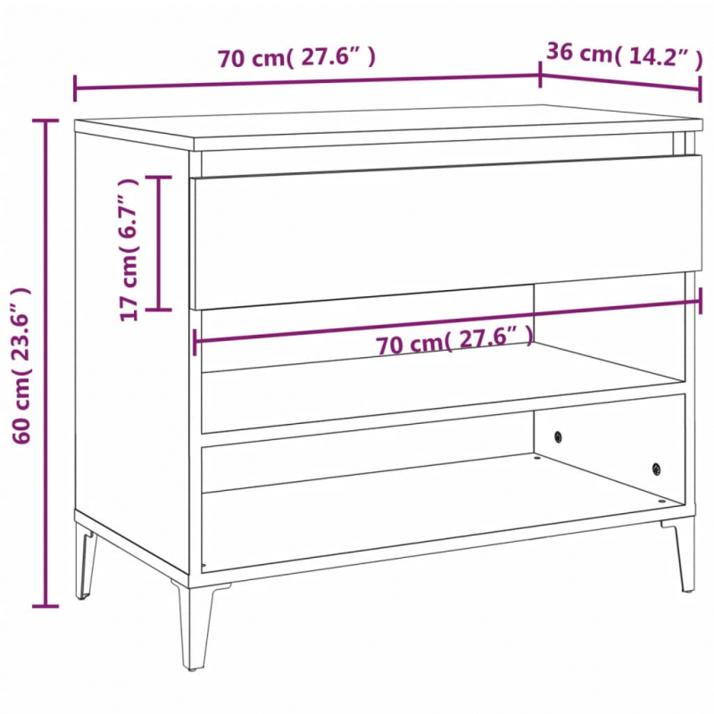 Schuhregal Räuchereiche 70x36x60 cm Holzwerkstoff