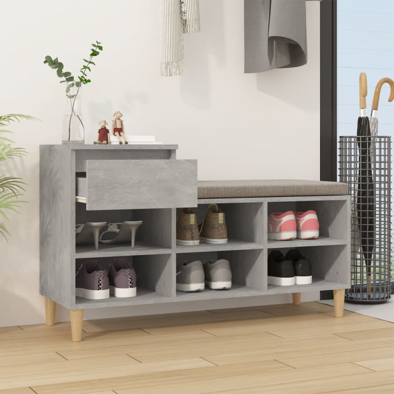 Schuhregal Betongrau 102x36x60 cm Holzwerkstoff